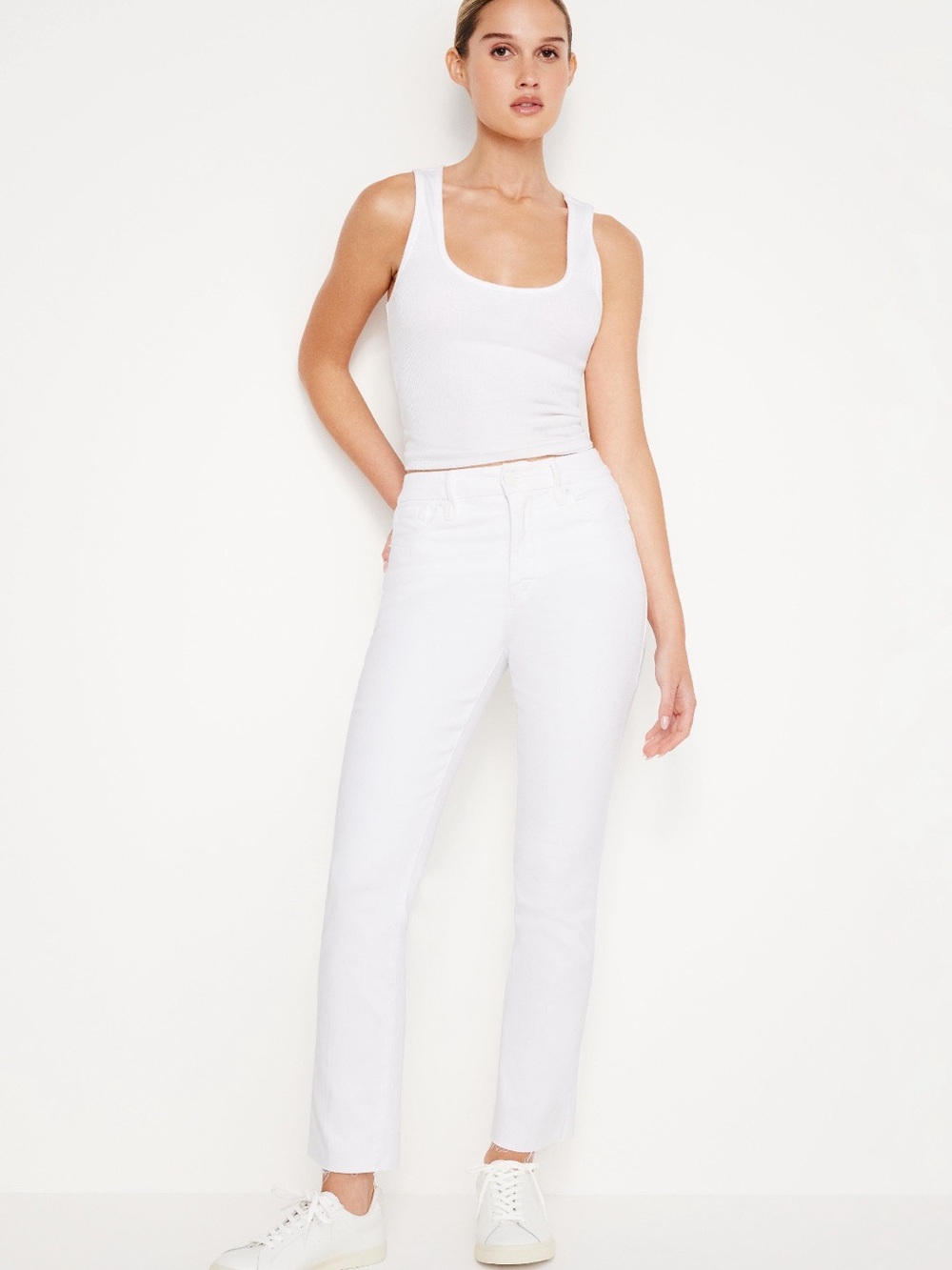 Good American Good Legs Straight White Jeans Size 10/30 Like New